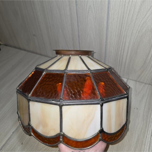 Vtg 70s Tiffaney Style Stained Glass Ceiling Hanging Light Fixture Bar Light - Picture 6 of 9